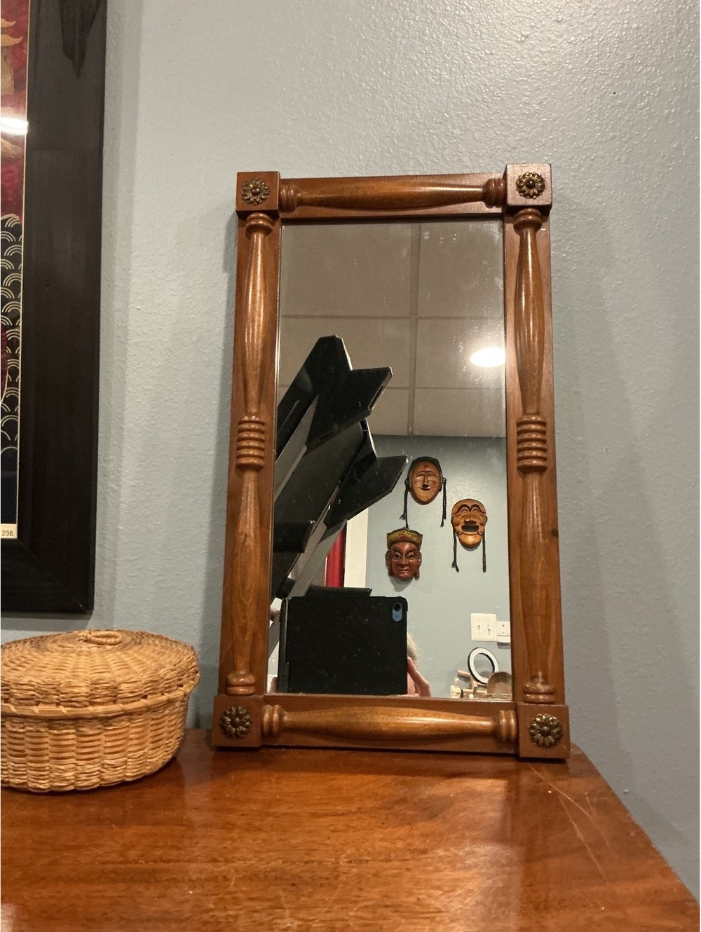 Vintage Cornwall Wood Products Wood Mirror Made in Maine